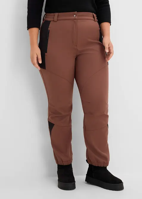 wasserabweisende Softshell-Hose in braun von vorne - bonprix