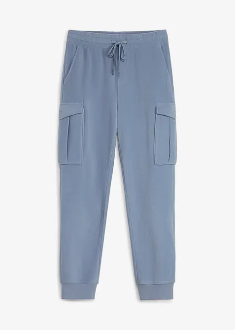 Fleece-Cargohose in Regular-Fit in blau von vorne - bonprix