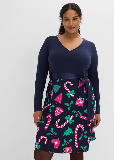 Minikleid in A-Linie in blau von vorne (Totalaufnahme) - bonprix