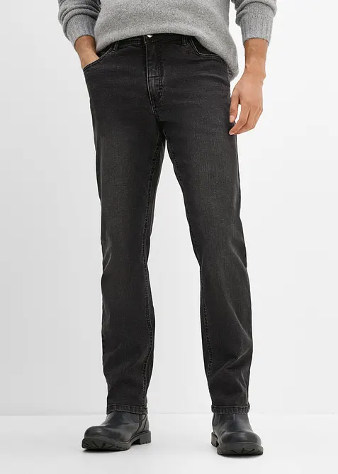Regular-Fit-Jeans mit Komfortschnitt, Straight in schwarz von vorne - bonprix