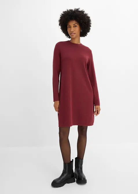 Strickkleid in A-Linie in rot von vorne (Totalaufnahme) - bonprix