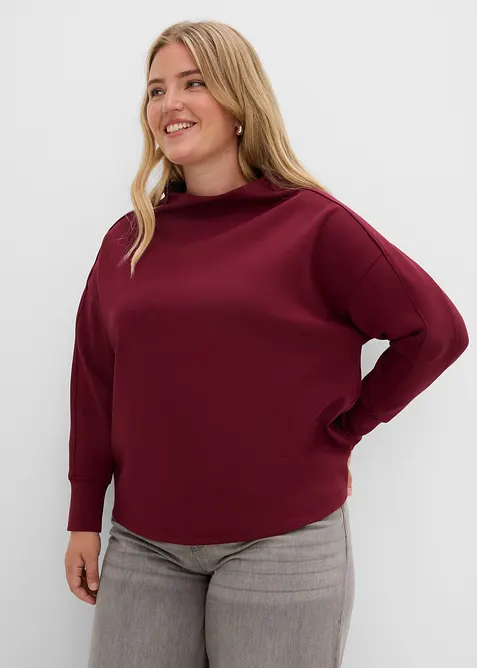 Oversize-Sweatshirt aus weichem Scuba in rot von vorne (im Anschnitt) - bonprix