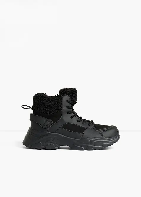 Gefütterte Schnürboots in schwarz - bonprix