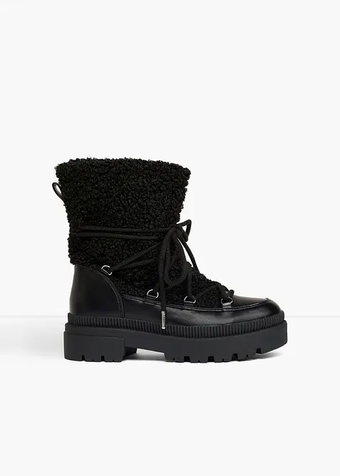 Gefütterte Schnürboots in schwarz - bonprix
