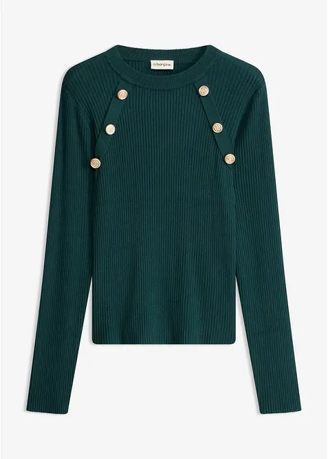 Feinstrickpullover aus Viskose-Mix in grün von vorne - bonprix