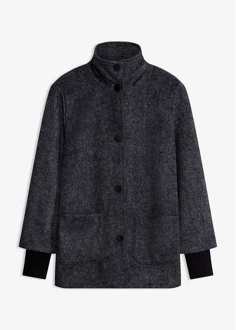 Jacke mit Stehkragen in schwarz von vorne - bonprix