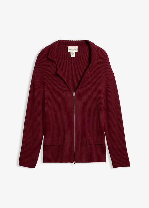 Strickjacke aus softem Viskose-Mix in rot von vorne - bonprix
