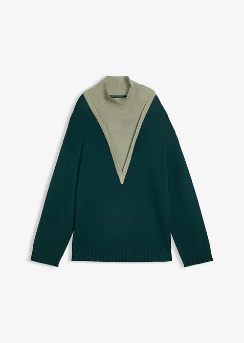 Rollkragenpullover aus softem Viskose-Mix in grün von vorne - bonprix