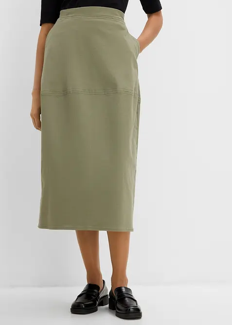 Twill-Rock mit Taschen in grün von vorne - bonprix