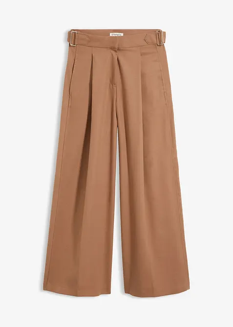 Bundfaltenhose aus fließendem Viskose-Mix in braun von vorne - bonprix