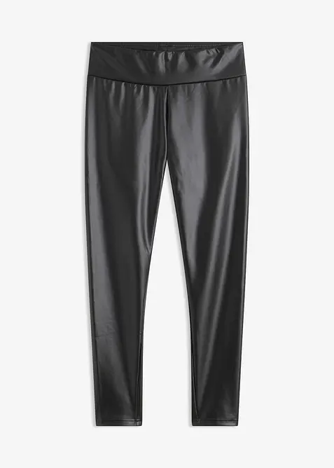 Lederimitat-Leggings mit Thermofunktion in schwarz von vorne - bonprix