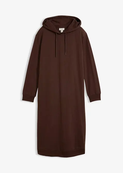 Sweatkleid mit Kapuze in braun von vorne - bonprix
