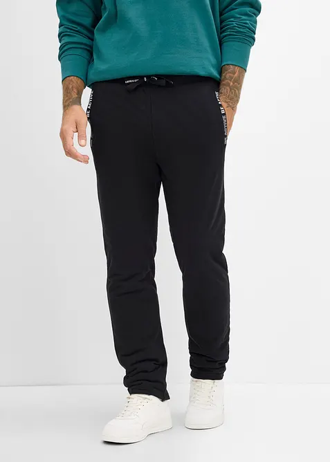 Thermo-Jogginghose mit Kuschelfleece in schwarz von vorne - bonprix