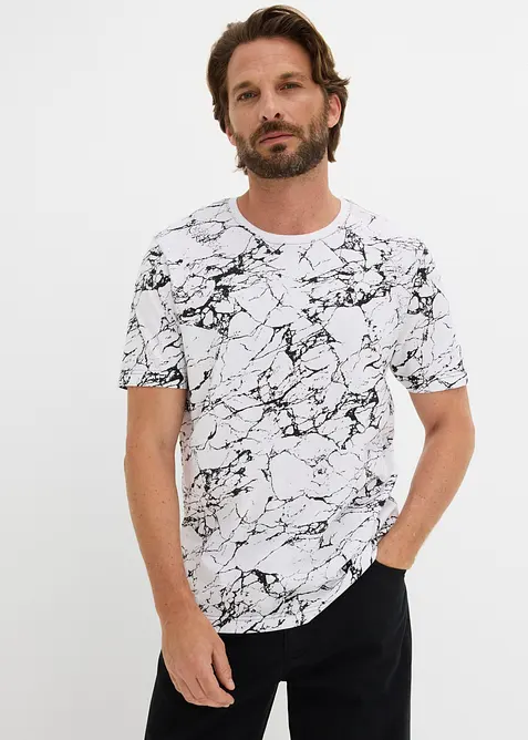 T-Shirt aus reiner Bio-Baumwolle in weiß von vorne (im Anschnitt) - bonprix