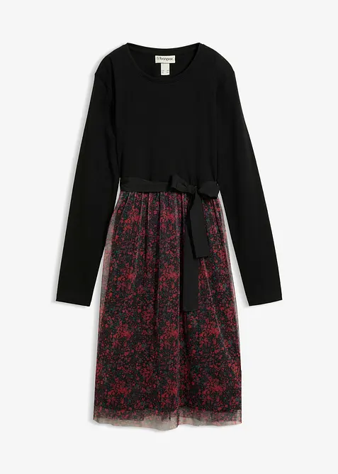 Midikleid mit langen Ärmeln in schwarz von vorne - bonprix
