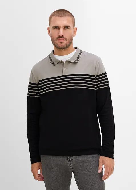Poloshirt aus reiner Bio-Baumwolle in grau von vorne (im Anschnitt) - bonprix