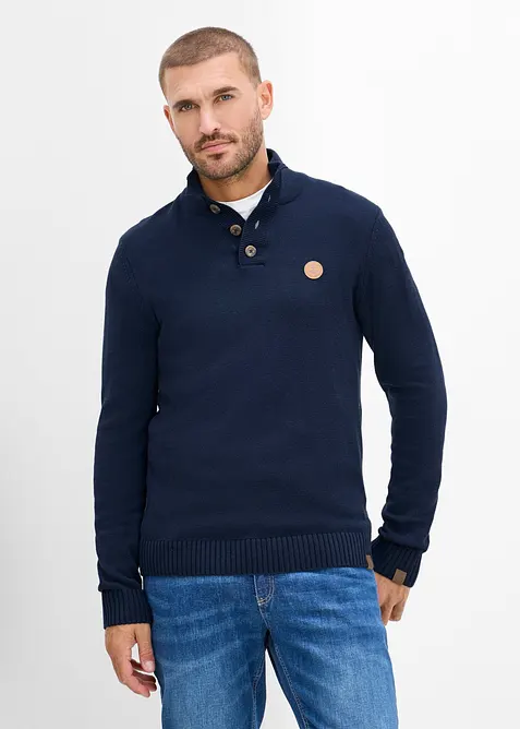 Pullover in Regular Fit in blau von vorne (im Anschnitt) - bonprix