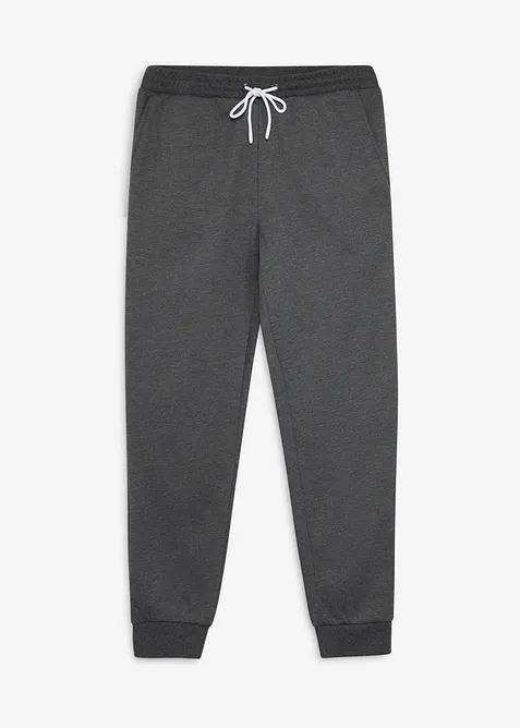 Thermo-Jogginghose mit flauschigem Teddyfleece in grau von vorne - bonprix