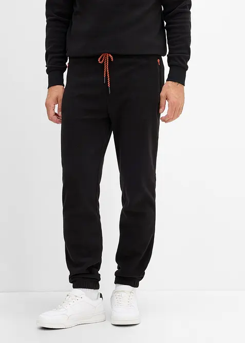 Fleece-Jogginghose in Regular Fit in schwarz von vorne - bonprix