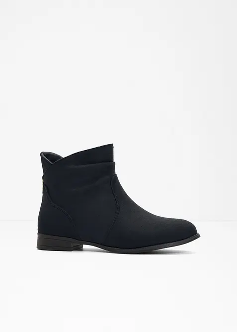 Stiefeletten mit Raffung in schwarz von vorne - bonprix