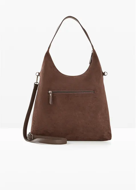 Beuteltasche in Velourslederoptik in braun von vorne - bonprix