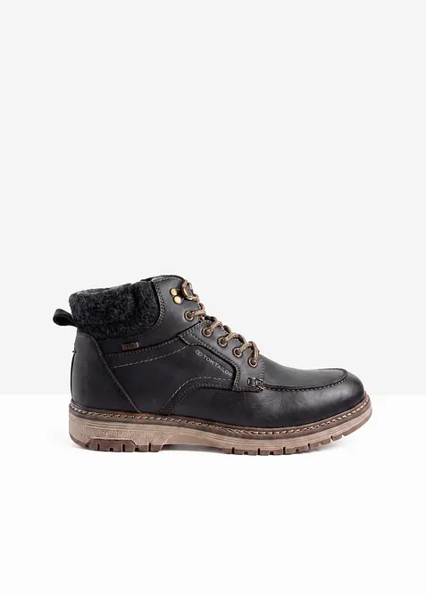 Gefütterte Tom Tailor Schnürboots mit Profilsohle in schwarz - Tom Tailor