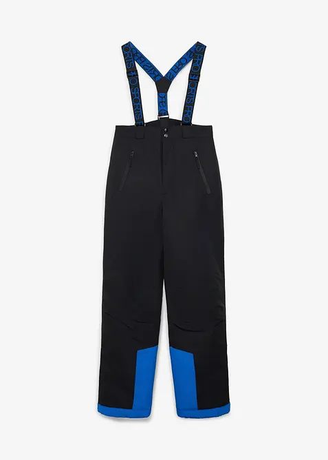 wasserfeste Skihose mit abnehmbaren Trägern in schwarz von vorne - bonprix