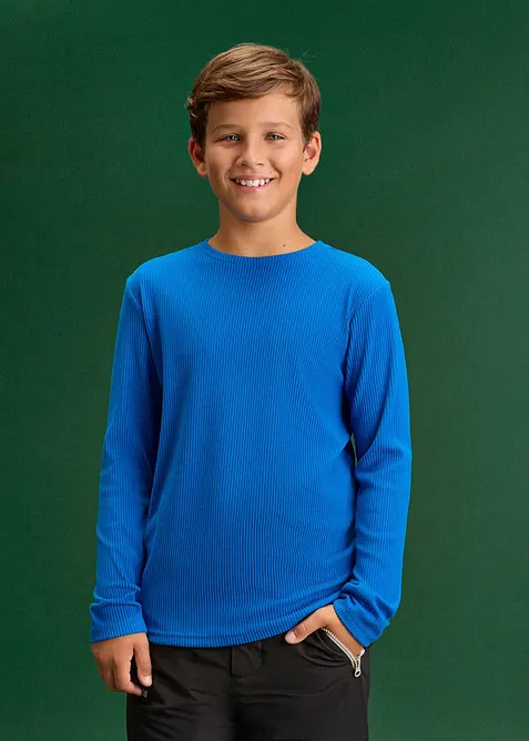 Warmes Thermo-Langarmshirt (2er Pack) in blau von vorne (im Anschnitt) - bonprix