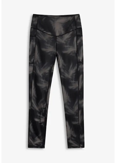 Thermo Sport-Leggings mit Handytasche, schnelltrocknend in schwarz von vorne - bonprix