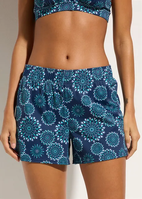 Badeshorts mit integrierter Bikinihose in blau von vorne - bonprix