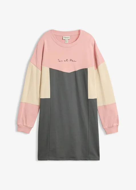 Sweatkleid aus reiner Baumwolle in grau von vorne - bonprix