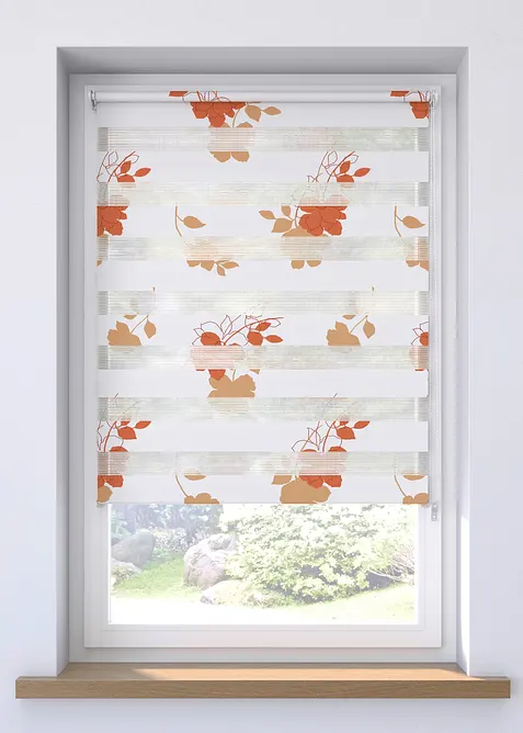Doppelrollo mit Blumenmuster in orange - bonprix