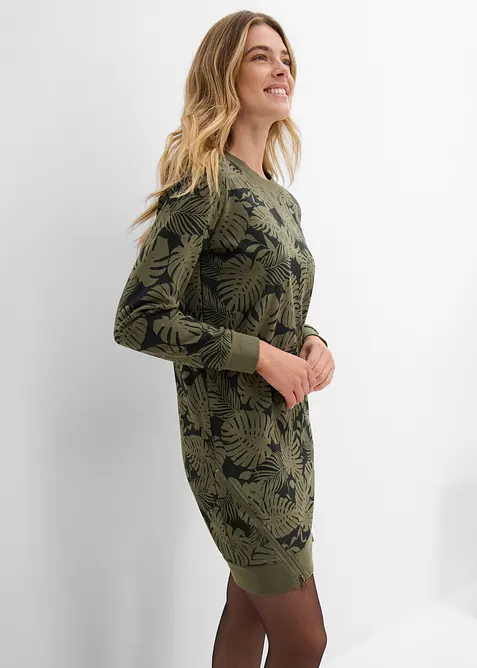 Sweatkleid, bedruckt in grün von vorne (Totalaufnahme) - bonprix