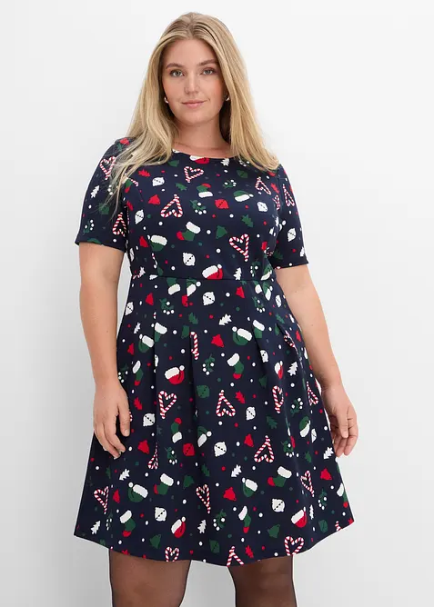 Minikleid in A-Linie in blau von vorne (Totalaufnahme) - bonprix