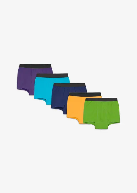 Boxershorts eng mit weicher Bio-Baumwolle (5er Pack) in lila von vorne - bonprix