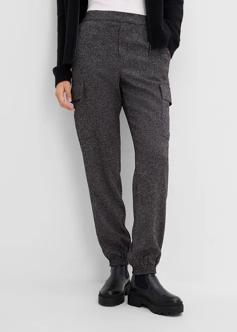 Cargohose mit Bequembund in schwarz von vorne - bonprix