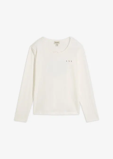 Langarmshirt aus purer Bio-Baumwolle in weiß von vorne - bonprix