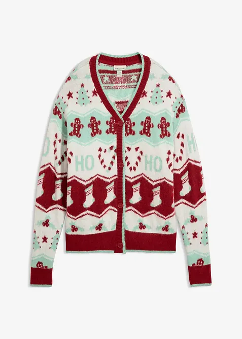 Weihnachtliche Strickjacke in rot von vorne - bonprix