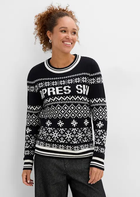 Pullover aus Baumwoll-Mix in schwarz von vorne (im Anschnitt) - bonprix