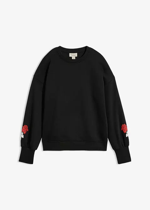 Sweatshirt aus Baumwoll-Mix in schwarz von vorne - bonprix