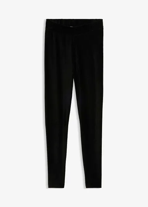 Feincord-Leggings mit breitem Komfortbund in schwarz von vorne - bonprix