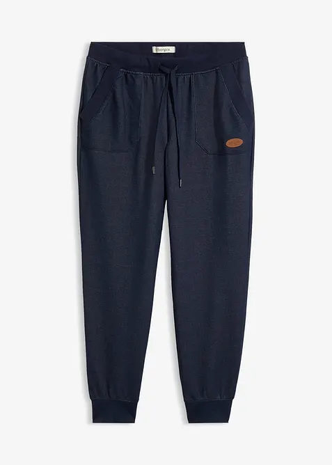 7/8-Sweathose in Jeansoptik in blau von vorne - bonprix