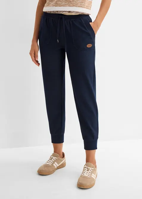 7/8-Sweathose in Jeansoptik in blau von vorne - bonprix