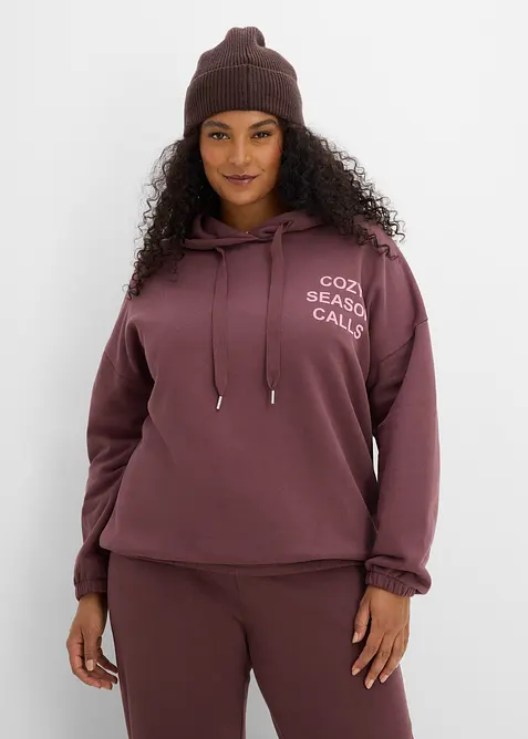 Oversize-Sweatshirt aus reiner Baumwolle in lila von vorne (im Anschnitt) - bonprix