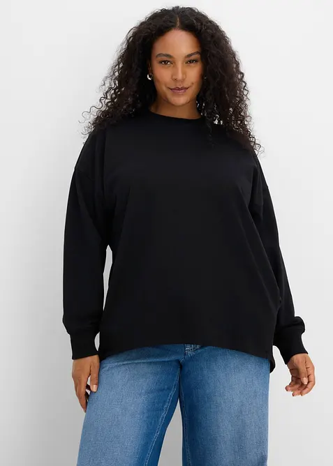 Oversize Sweatshirt in schwarz von vorne (im Anschnitt) - bonprix