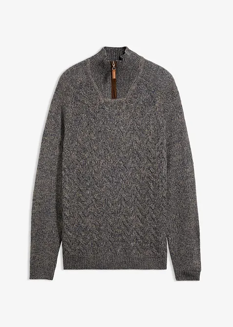 Troyer-Pullover mit Wollanteil in blau von vorne - bonprix