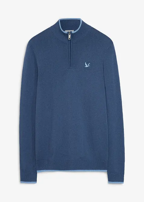 Pullover in Regular Fit in blau von vorne - bonprix
