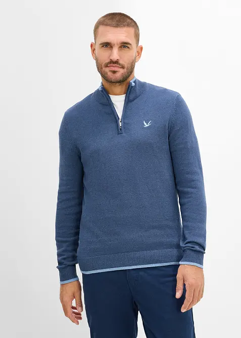 Pullover in Regular Fit in blau von vorne (im Anschnitt) - bonprix