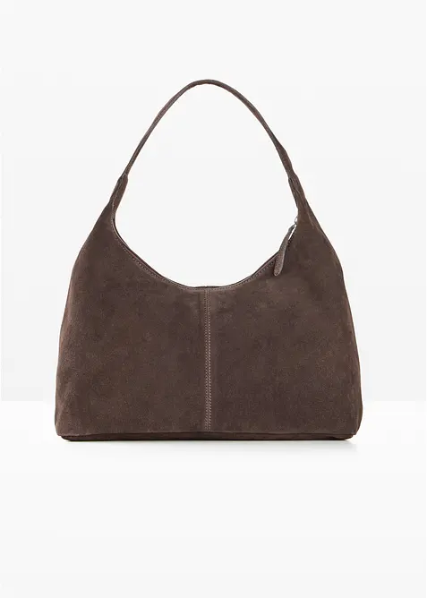 Shopper aus Veloursleder in braun von vorne - bonprix