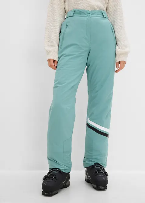Ski Funktions-Thermohose mit abnehmbaren Trägern, wasserdicht in grün von vorne - bonprix